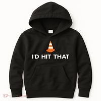 Funny I'd Hit That Traffic Cone Pun Kids Hoodie thumb 0