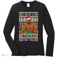 Funny I Have A Big Package For You Ugly Christmas Sweater Women's Long Sleeve Shirt thumb 0
