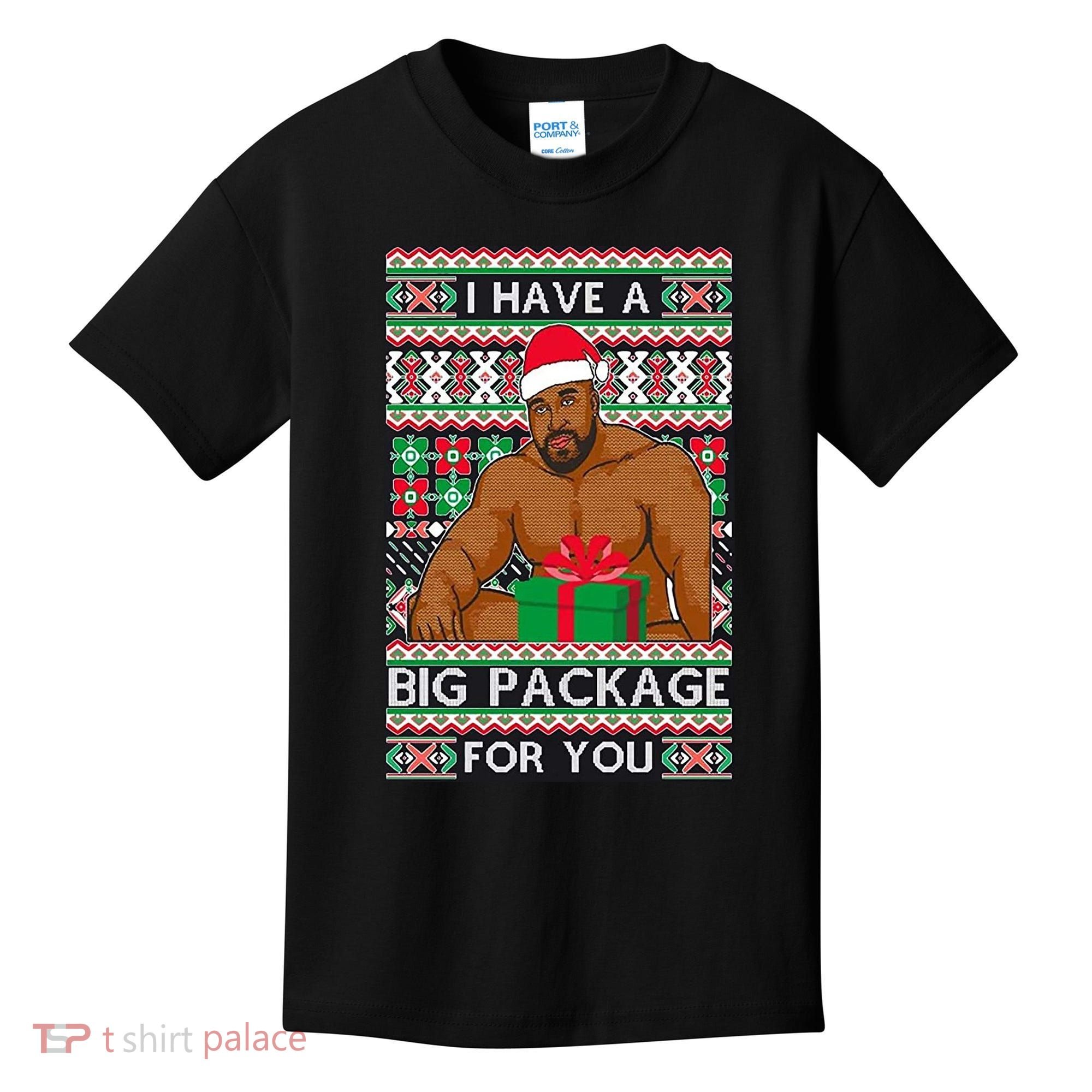 Funny I Have A Big Package For You Ugly Christmas Sweater Kids T-Shirt