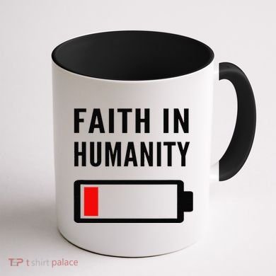 Faith In Humanity Low Battery Pessimistic News Meme Design Coffee Mug back