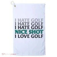Funny I Hate Love Golf Nice Shot Golf Towel thumb 0