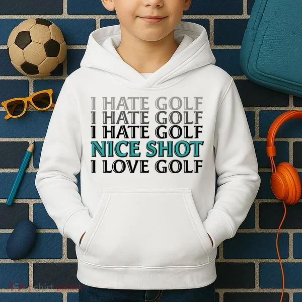 Funny I Hate Love Golf Nice Shot Kids Hoodie