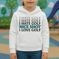 Funny I Hate Love Golf Nice Shot Kids Hoodie thumb 3