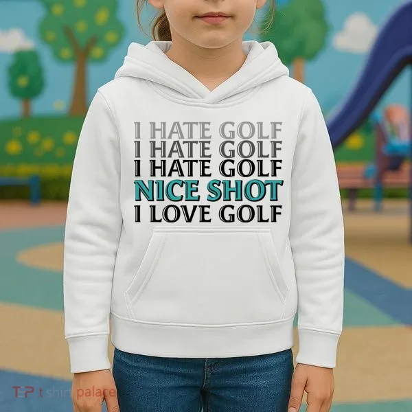 Funny I Hate Love Golf Nice Shot Kids Hoodie