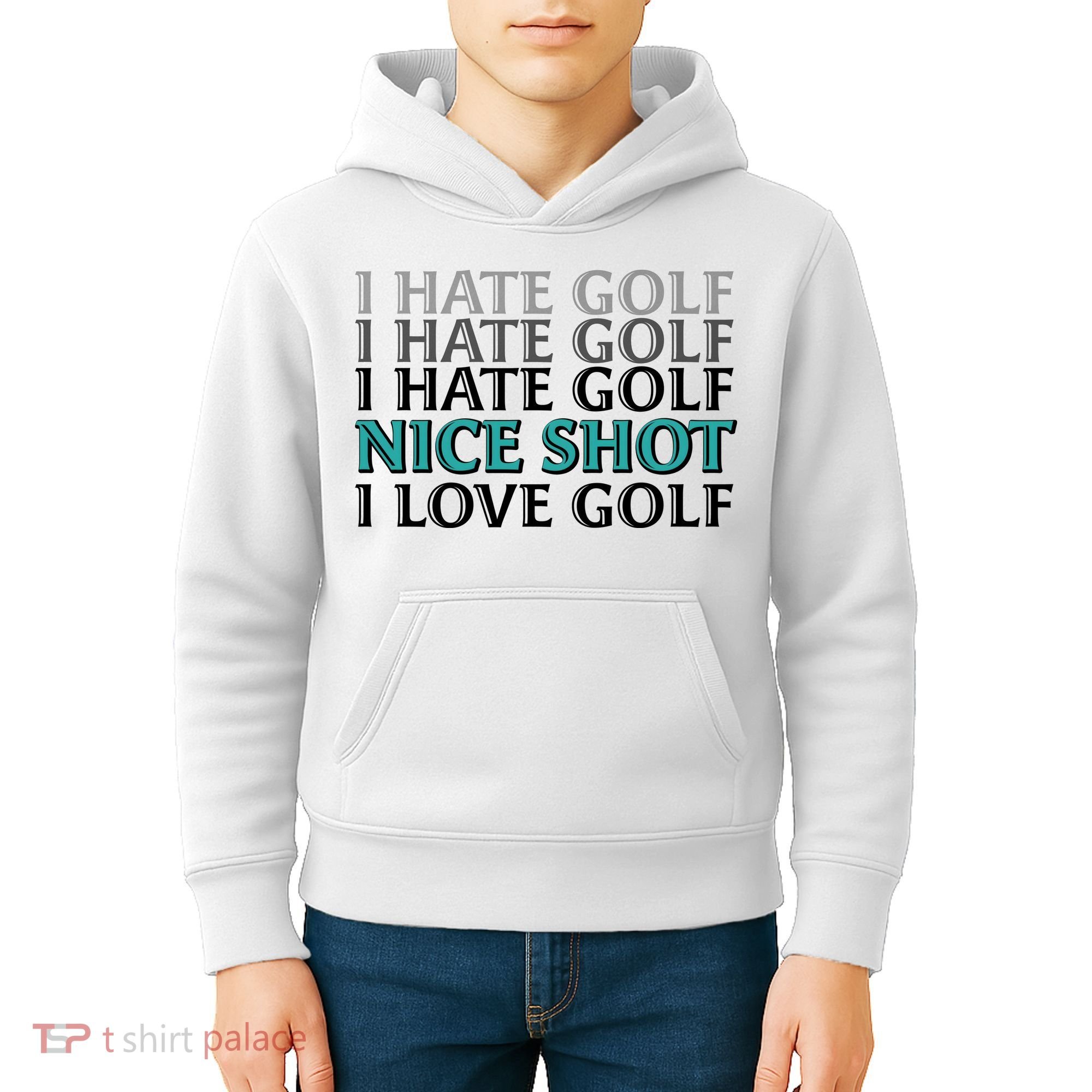 Funny I Hate Love Golf Nice Shot Kids Hoodie