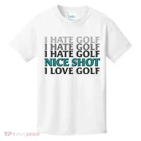 Funny I Hate Love Golf Nice Shot Kids T-Shirt thumb 0