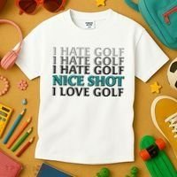 Funny I Hate Love Golf Nice Shot Kids T-Shirt thumb 3