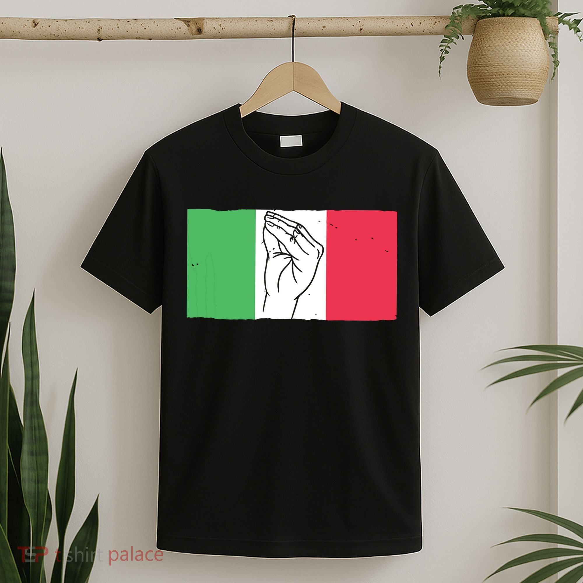 Funny Italian Hand Gesture Italian Flag Italy Italia T-Shirt