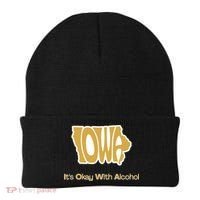 Funny Iowa Its Okay With Alcohol Iowa Joke Gift Beanie thumb 0