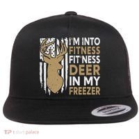 Funny I'm Into Fitness Fit'Ness Deer In My Freezer Deer Flat Bill Trucker Hat thumb 0