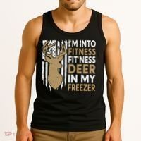 Funny I'm Into Fitness Fit'Ness Deer In My Freezer Deer Tank Top thumb 3