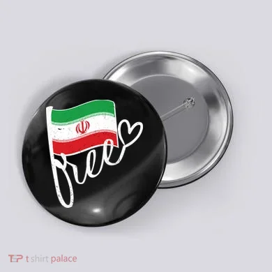 Free Iran Iranian Flag Button