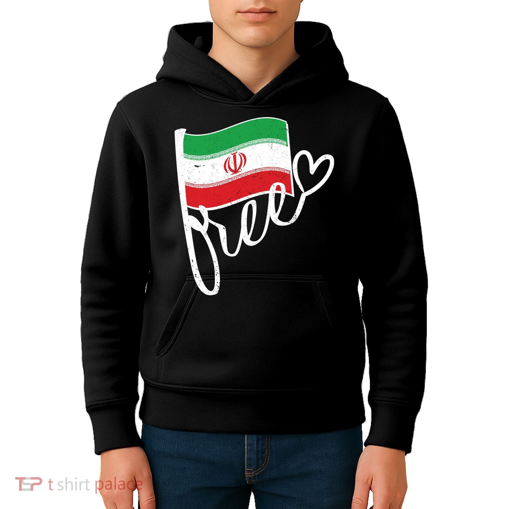 Free Iran Iranian Flag Kids Hoodie