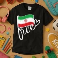 Free Iran Iranian Flag Kids T-Shirt thumb 3