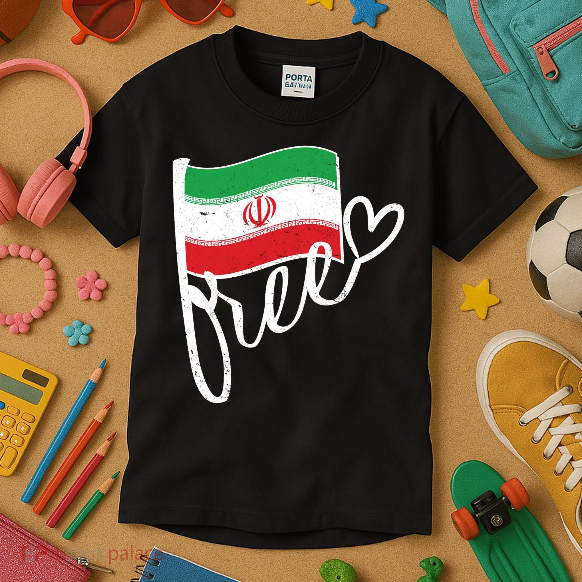 Free Iran Iranian Flag Kids T-Shirt