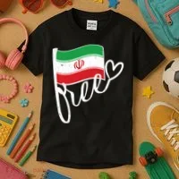 Free Iran Iranian Flag Kids T-Shirt thumb 3