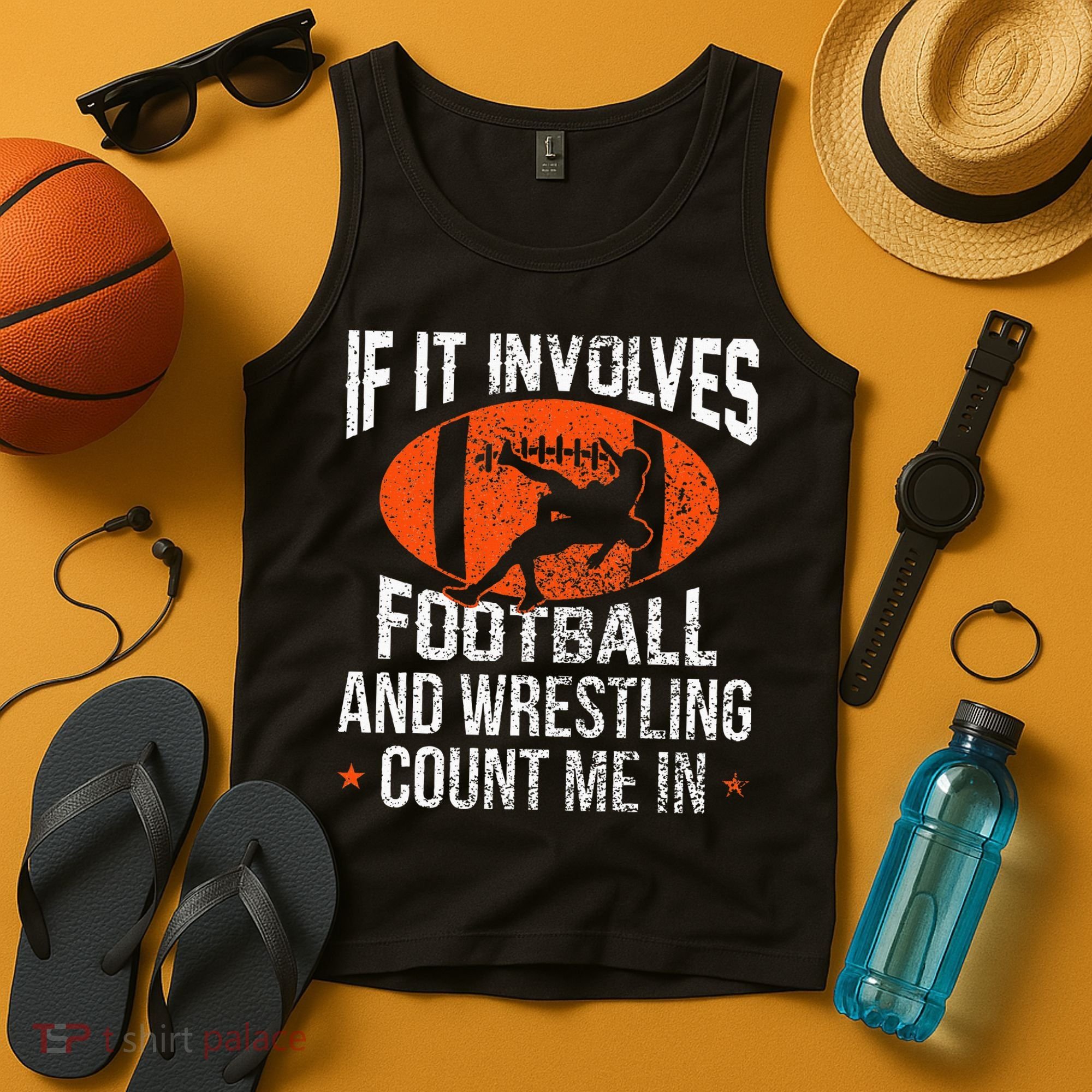 Funny If It Involves Football and Wrestling Count Me Fan  Tank Top