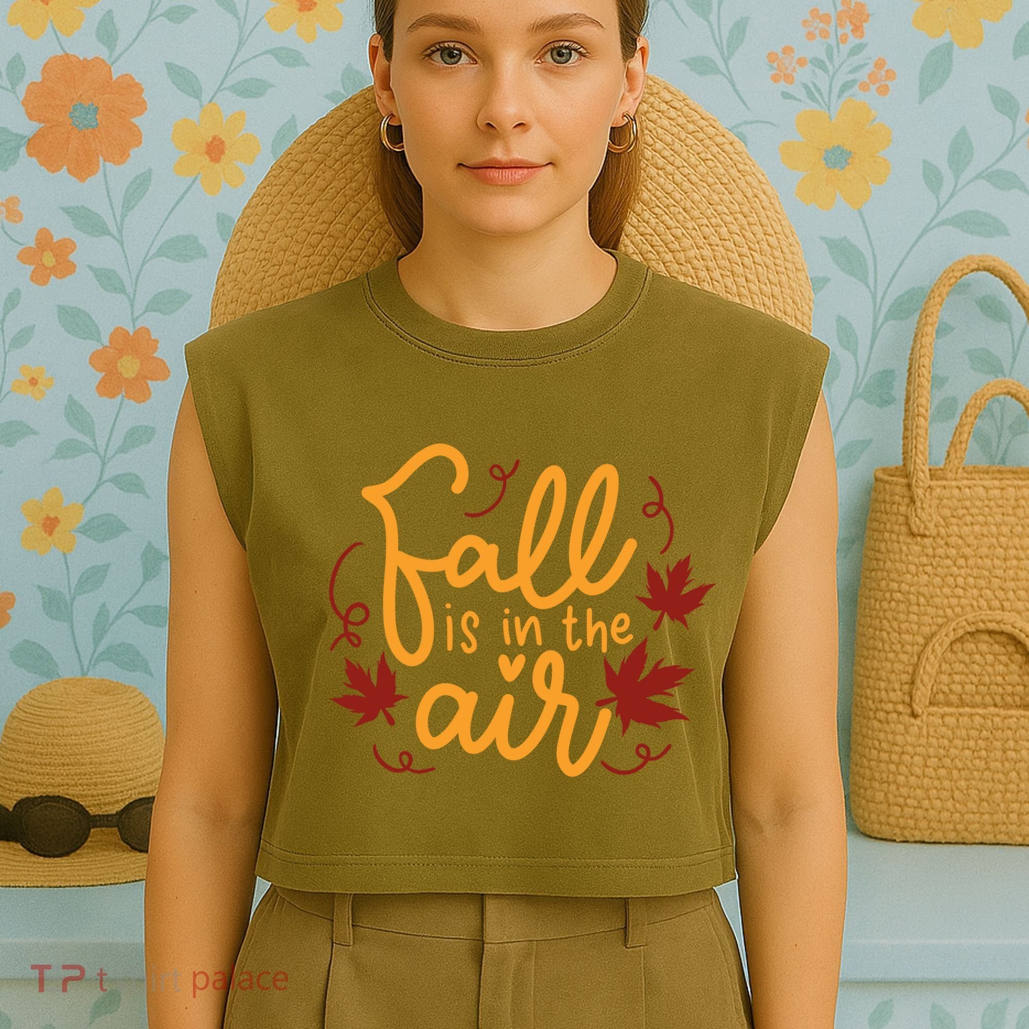 Fall Is In The Air Nature Cute Garment-Dyed Women's Muscle Tee