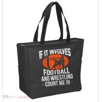 Funny If It Involves Football And Wrestling Count Me Fan Tote Bag thumb 2