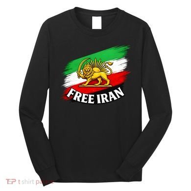 Free Iran Iranian Flag Lion Long Sleeve Shirt
