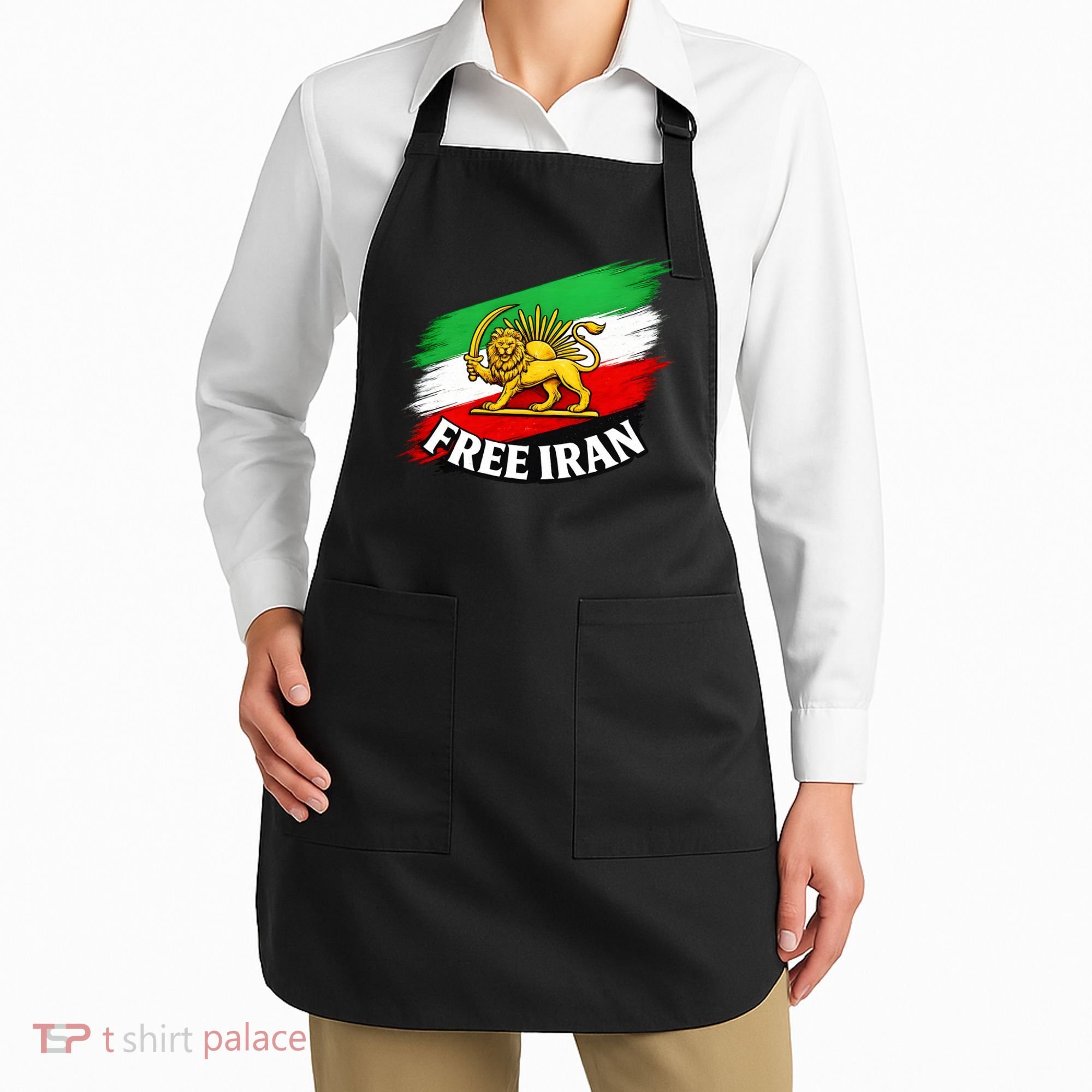 Free Iran Iranian Flag Lion Apron
