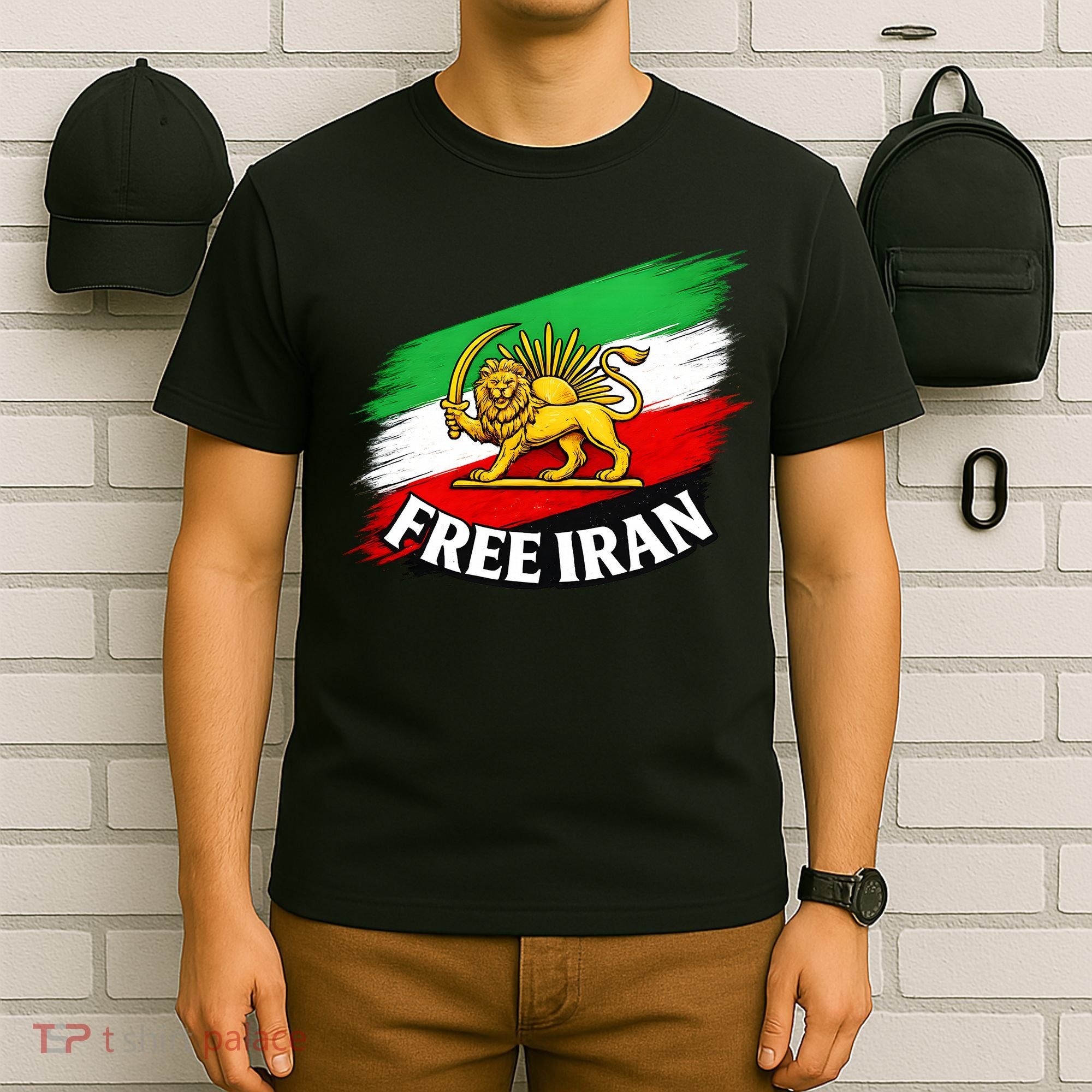 Free Iran Iranian Flag Lion T-Shirt