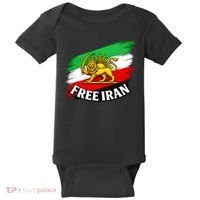 Free Iran Iranian Flag Lion Baby Bodysuit thumb 0