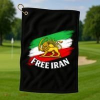Free Iran Iranian Flag Lion Golf Towel thumb 1