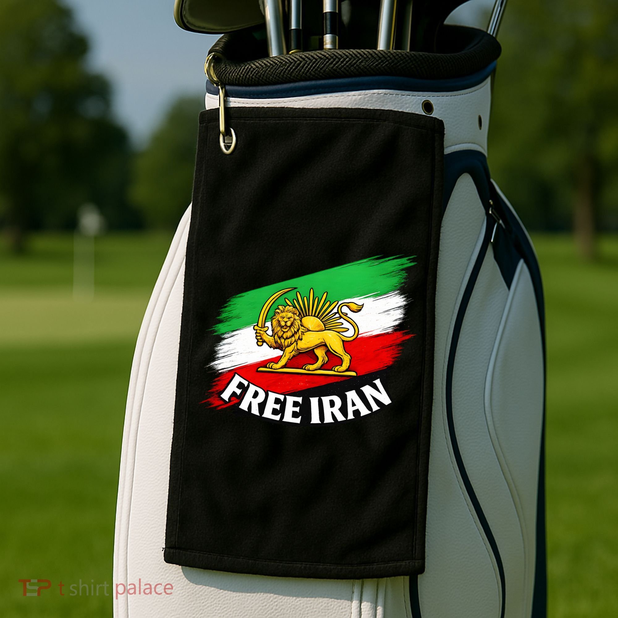 Free Iran Iranian Flag Lion Golf Towel