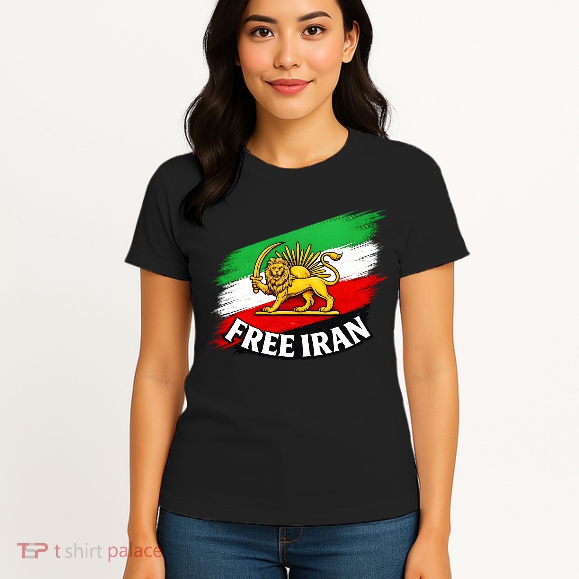 Free Iran Iranian Flag Lion Women's T-Shirt