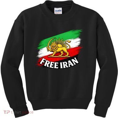 Free Iran Iranian Flag Lion Kids Sweatshirt
