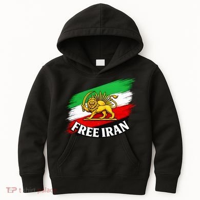Free Iran Iranian Flag Lion Kids Hoodie