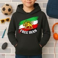 Free Iran Iranian Flag Lion Kids Hoodie thumb 2