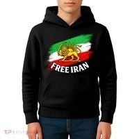 Free Iran Iranian Flag Lion Kids Hoodie thumb 4