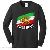 Free Iran Iranian Flag Lion Kids Long Sleeve Shirt thumb 0