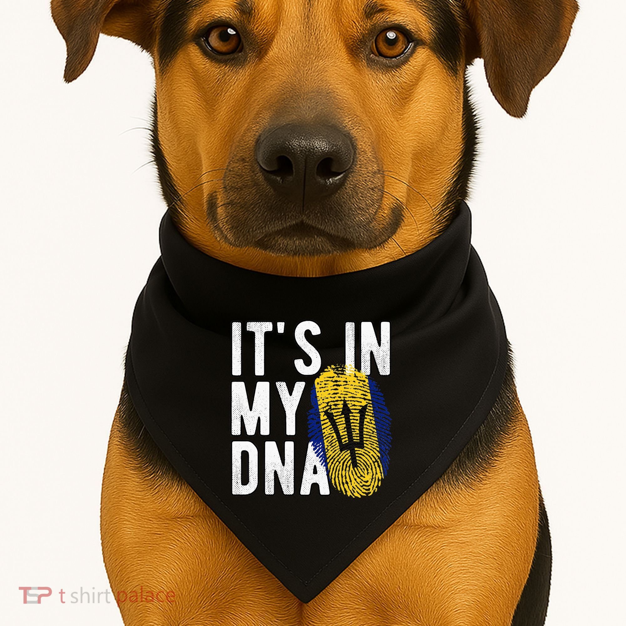 Funny it's in my DNA Barbados flag Fingerprint USA-Made Doggie Bandana