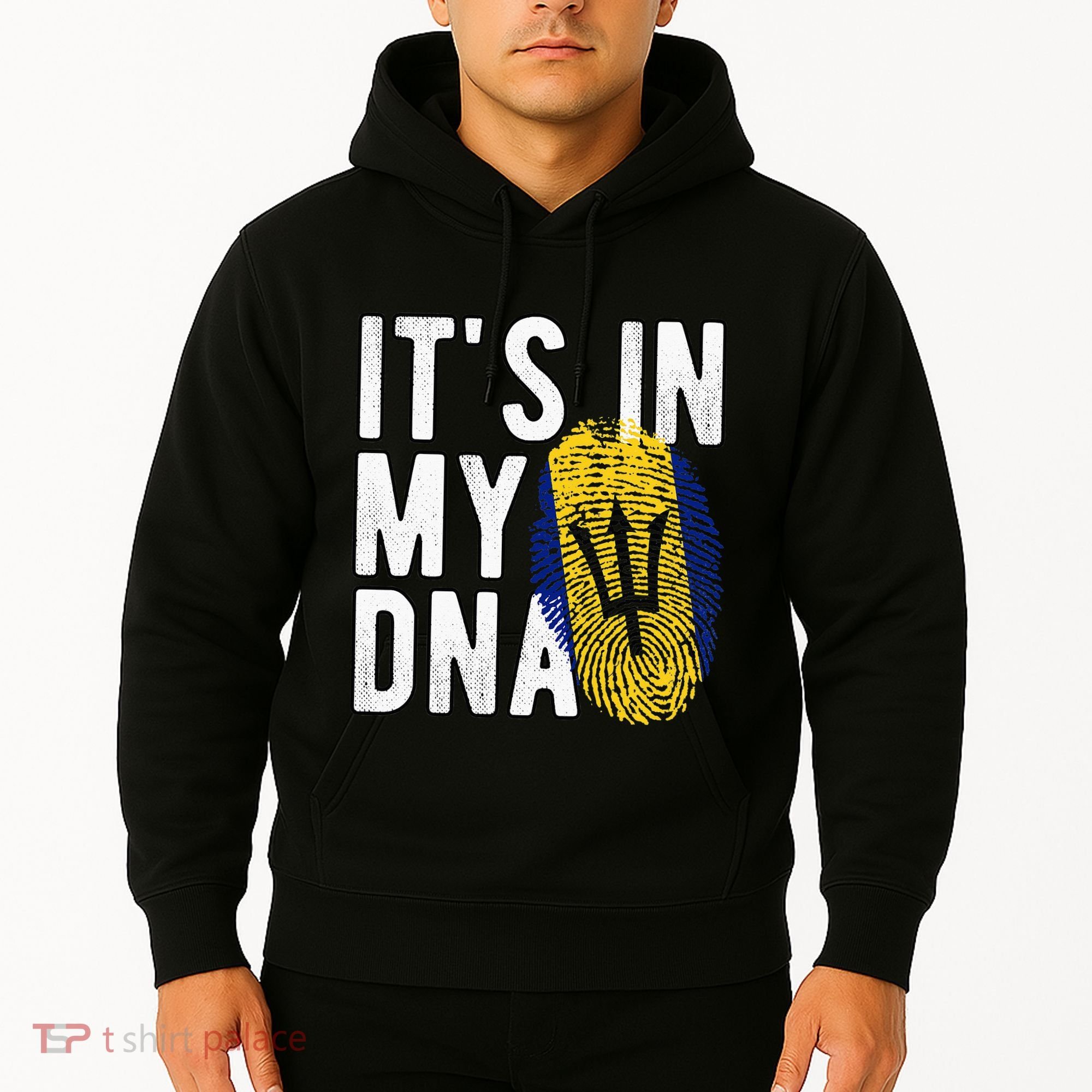 Funny it's in my DNA Barbados flag Fingerprint Hoodie