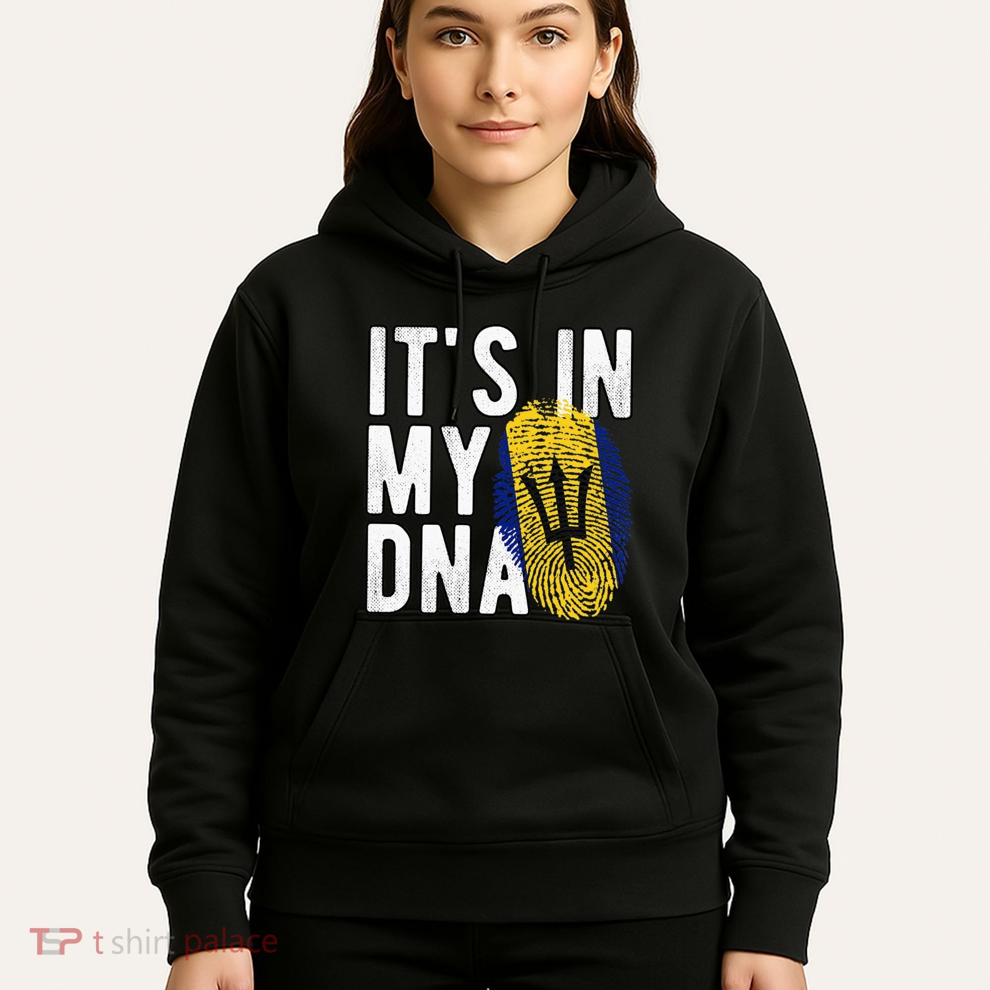 Funny it's in my DNA Barbados flag Fingerprint Hoodie