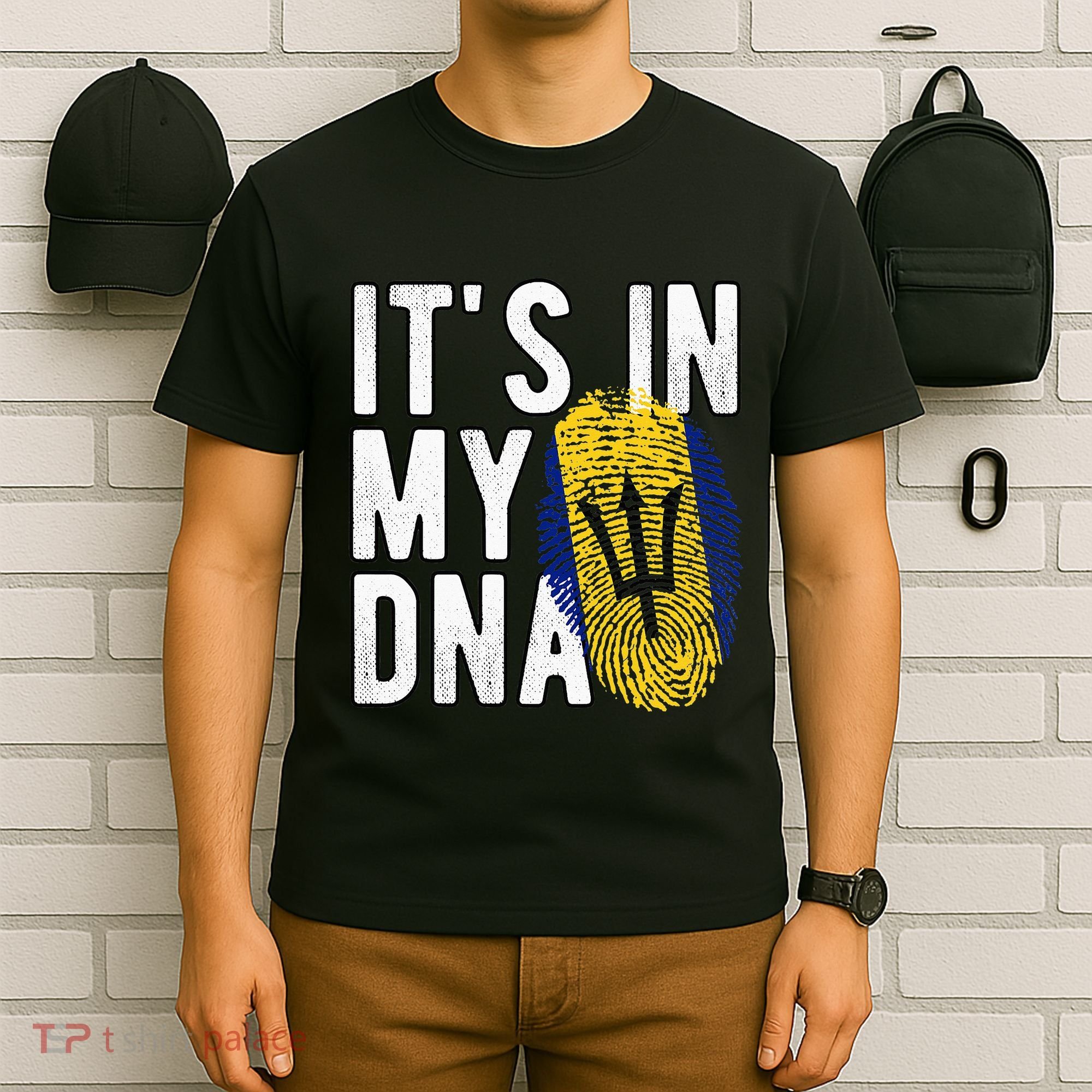 Funny it's in my DNA Barbados flag Fingerprint T-Shirt