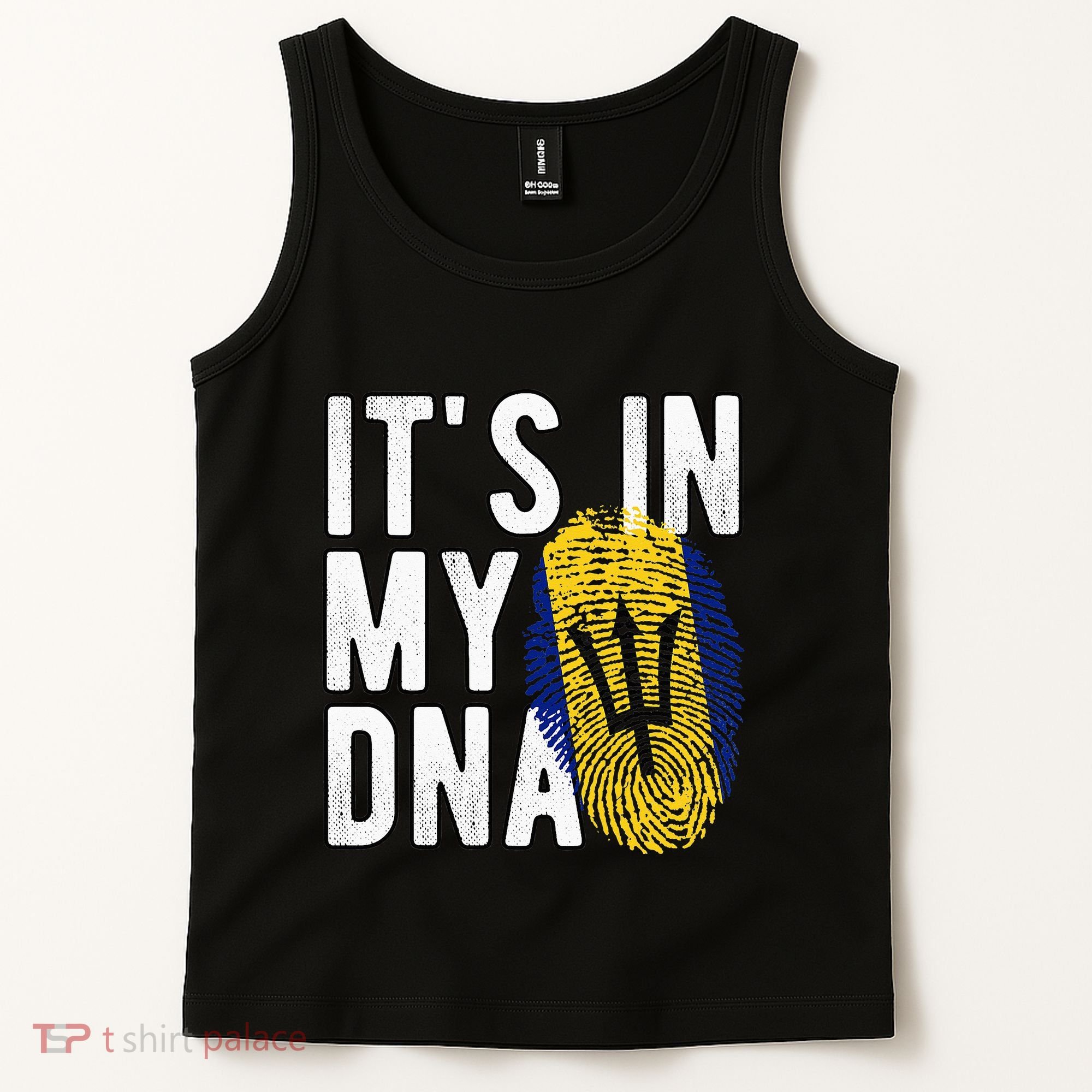Funny it's in my DNA Barbados flag Fingerprint Tank Top