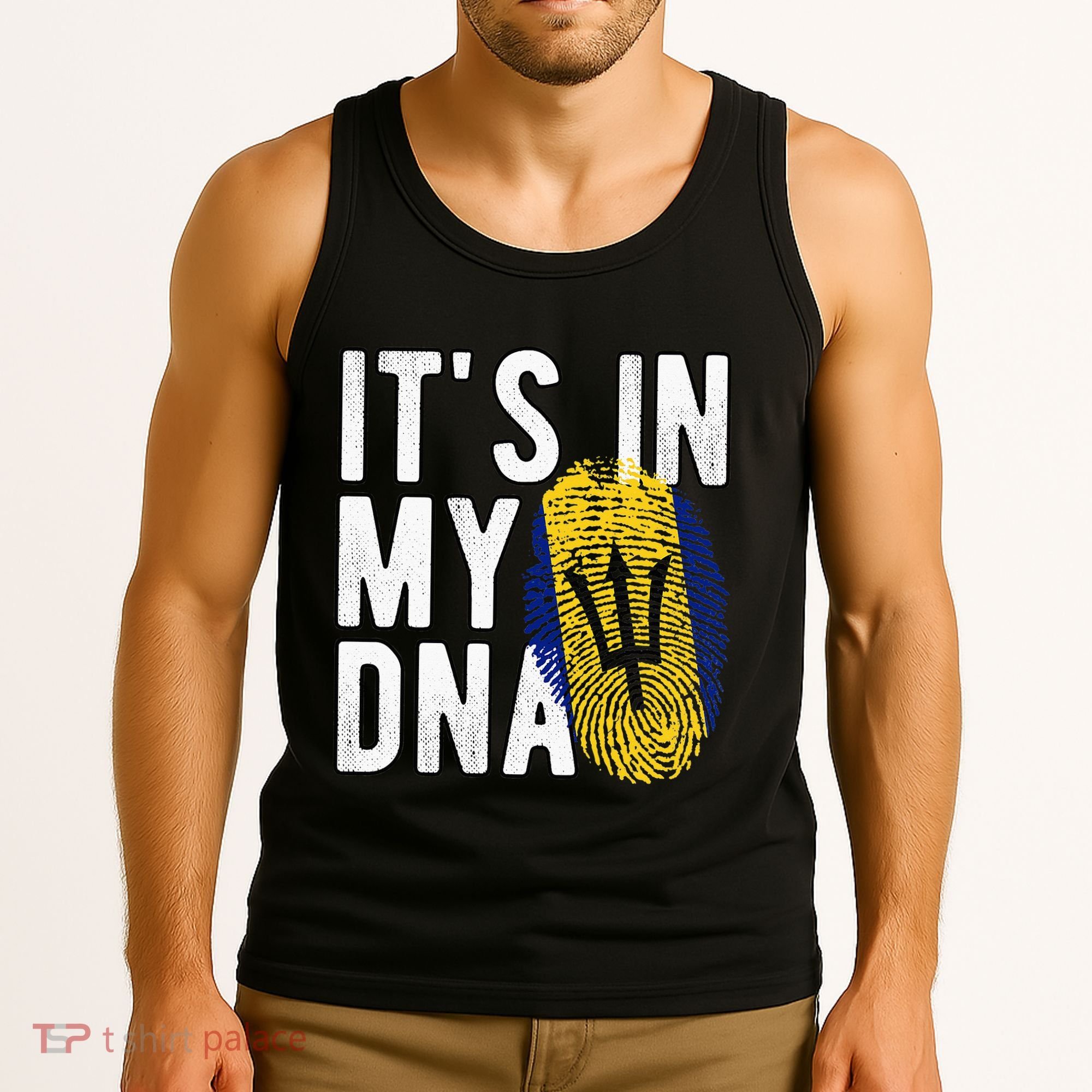 Funny it's in my DNA Barbados flag Fingerprint Tank Top