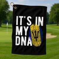 Funny it's in my DNA Barbados flag Fingerprint Golf Towel thumb 1
