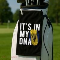 Funny it's in my DNA Barbados flag Fingerprint Golf Towel thumb 2