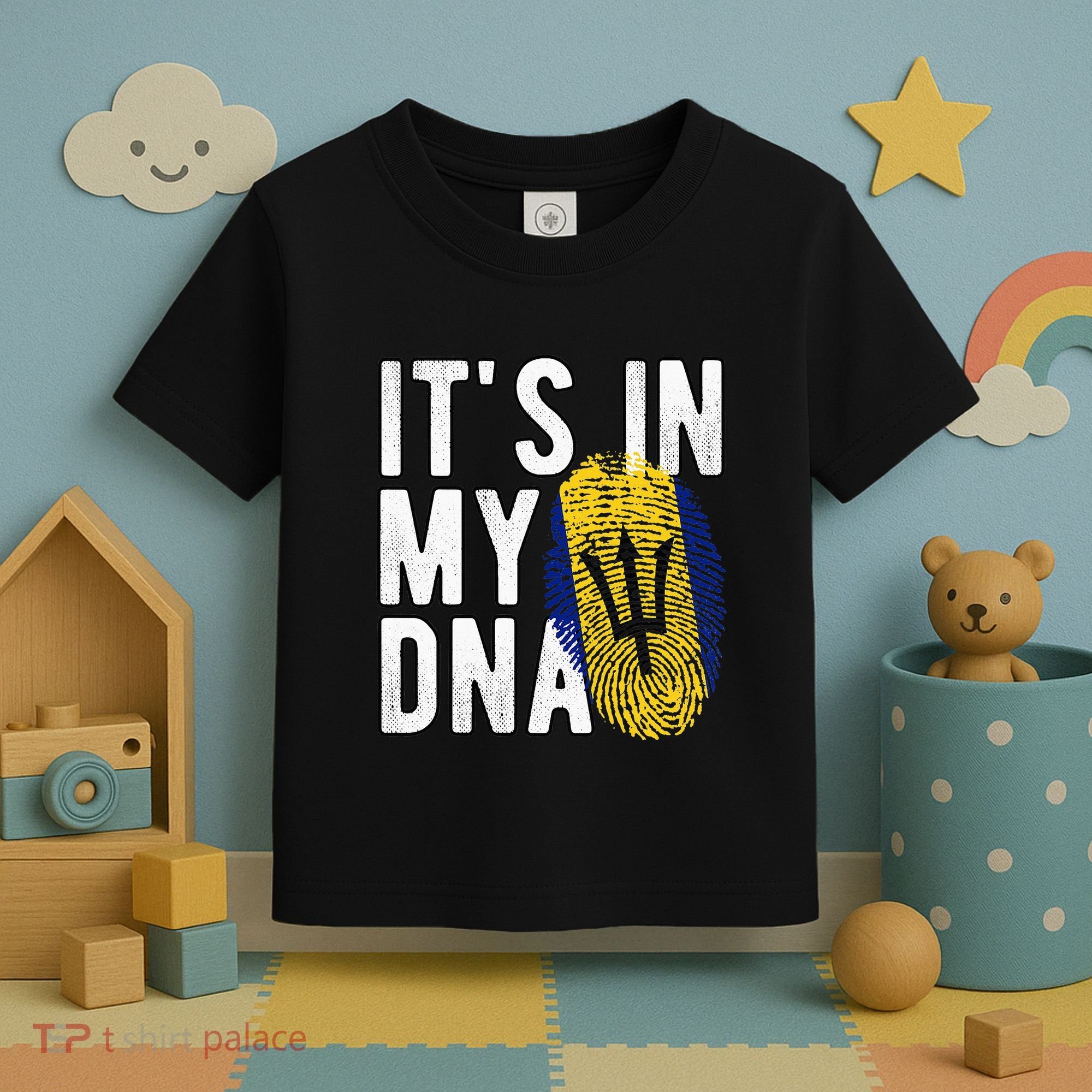 Funny it's in my DNA Barbados flag Fingerprint Toddler T-Shirt