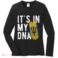 Funny it's in my DNA Barbados flag Fingerprint Women's Long Sleeve Shirt thumb 0