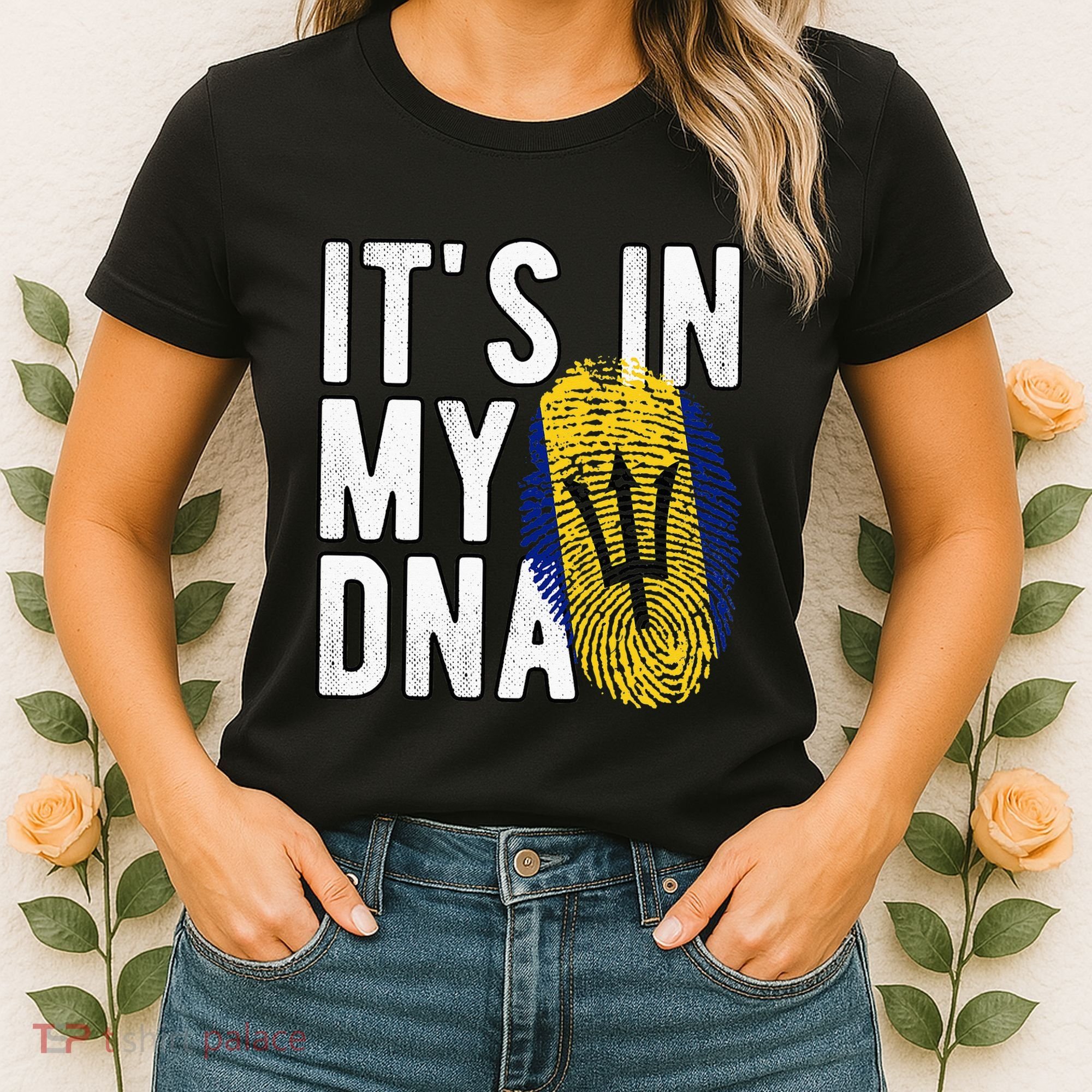 Funny it's in my DNA Barbados flag Fingerprint Women's T-Shirt
