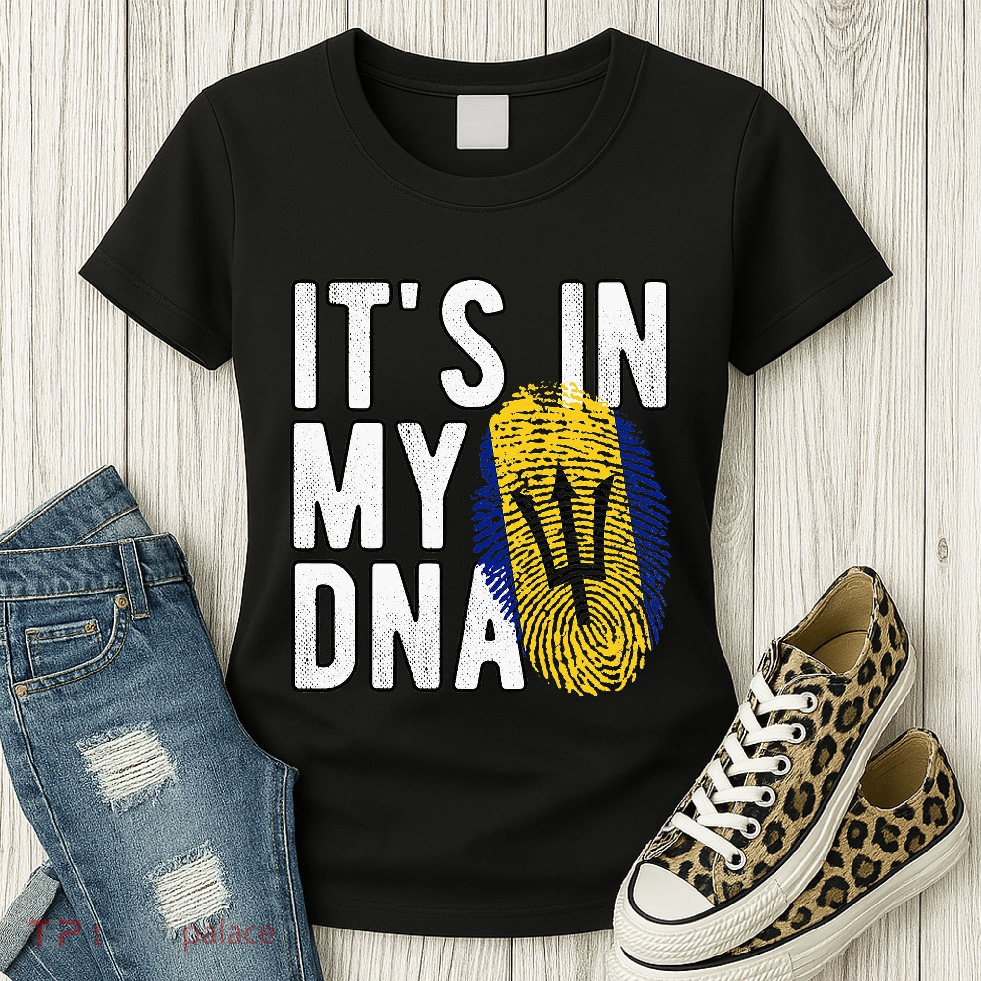 Funny it's in my DNA Barbados flag Fingerprint Women's T-Shirt