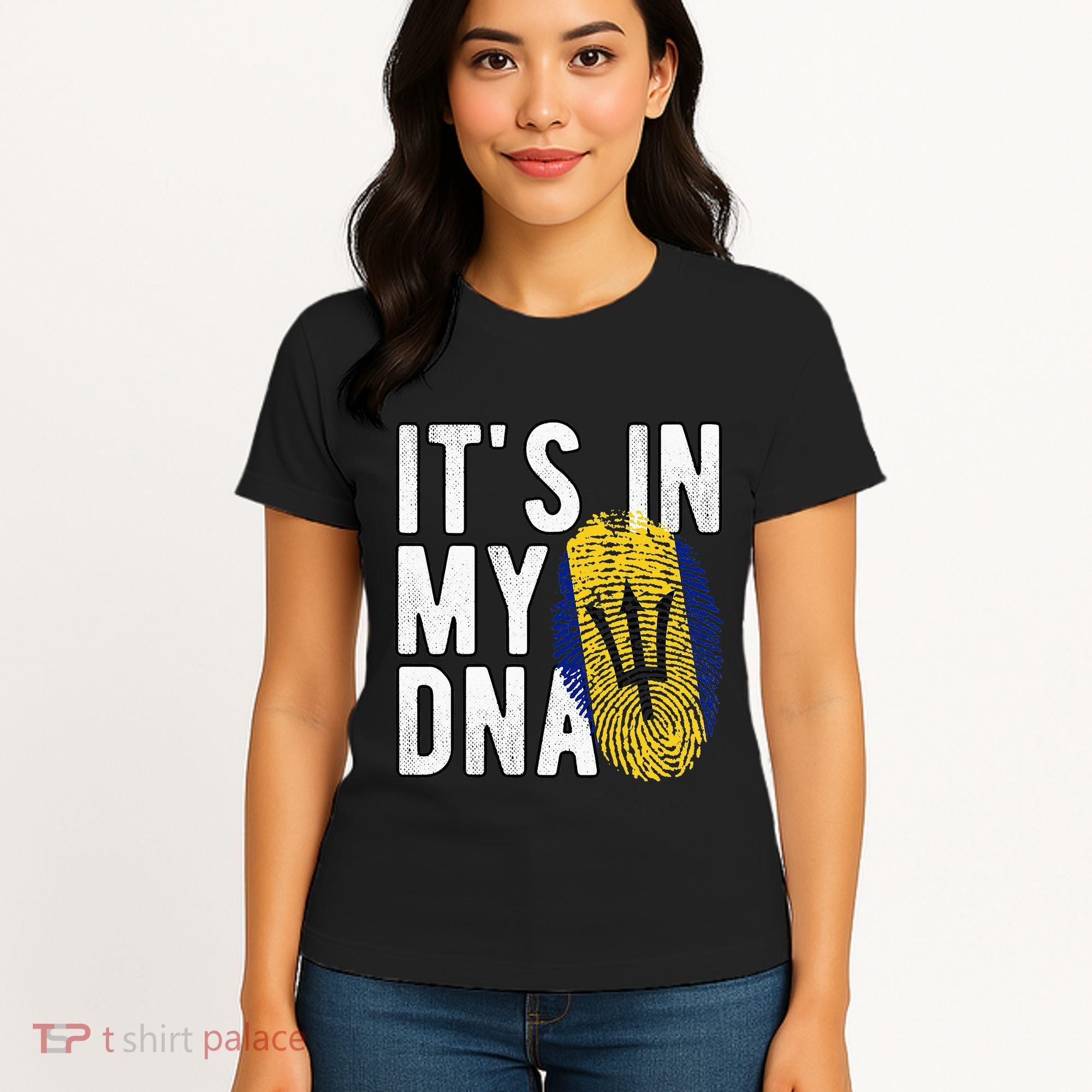 Funny it's in my DNA Barbados flag Fingerprint Women's T-Shirt