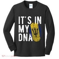 Funny it's in my DNA Barbados flag Fingerprint Kids Long Sleeve Shirt thumb 0
