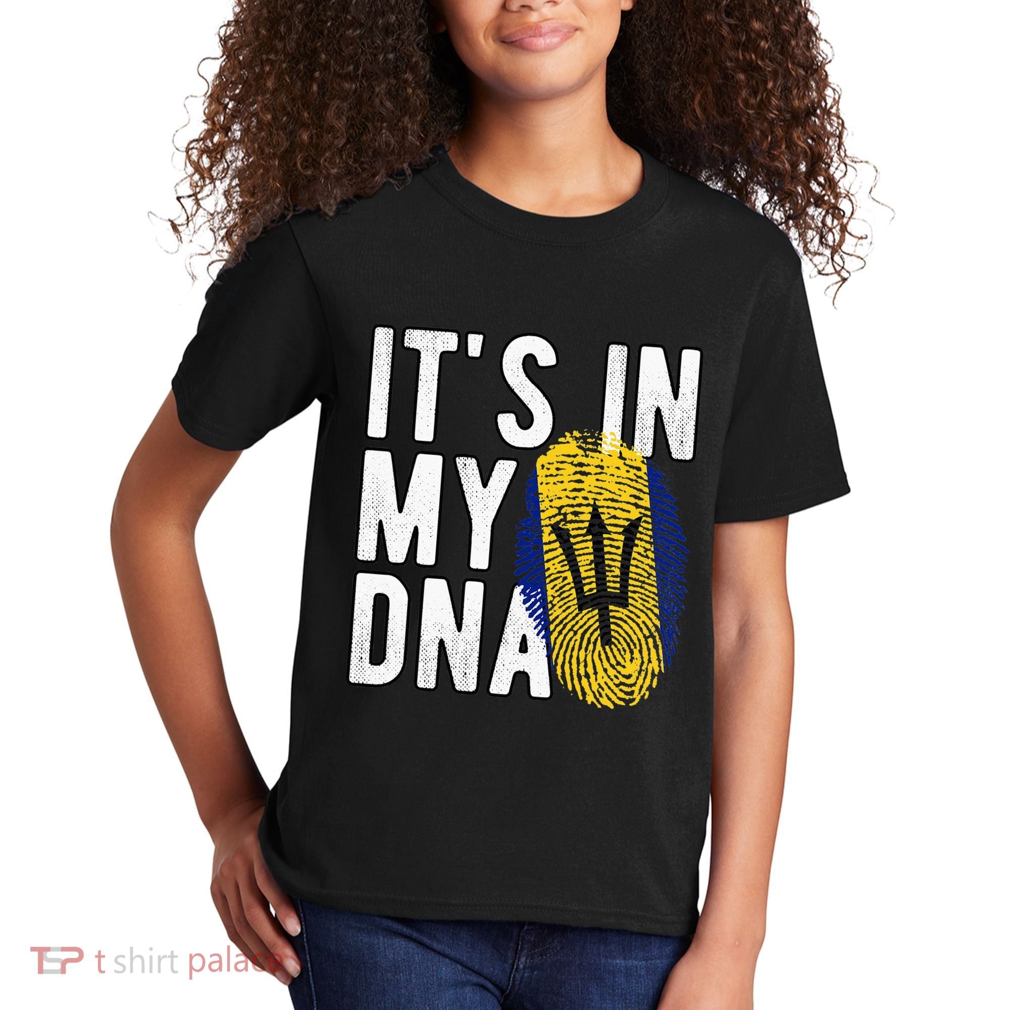 Funny it's in my DNA Barbados flag Fingerprint Kids T-Shirt